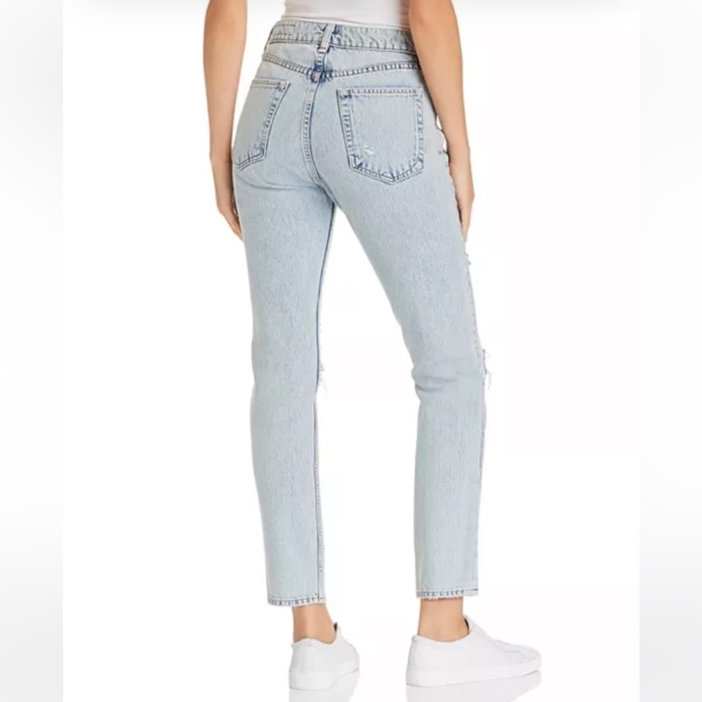 RAG & BONE High Rise Distressed Cigarette Madison Jeans with Holes 25 - Picture 2 of 13